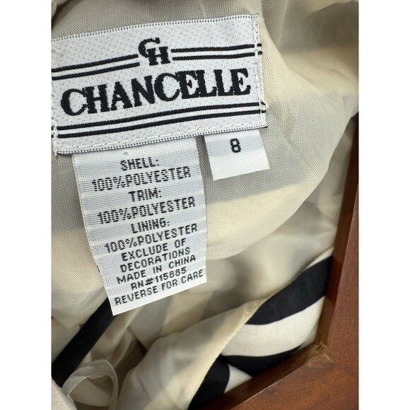 CHANCELLE DRESS BLACK WHITE STRIPED PINK BOTTOM SIZE 8 SLEEVELESS DRESS - Picture 7 of 9
